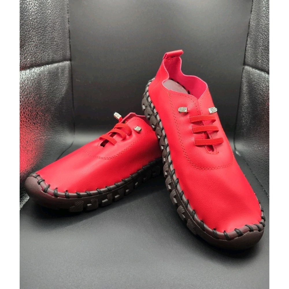 OY Womans Red Faux Leather Laced Up Shoe EU 41 US 9-9 1/2
